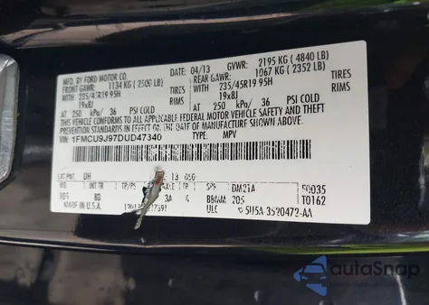 2013 Ford Escape Titanium from USA, damaged, VIN 1FMCU9J97DUD47340